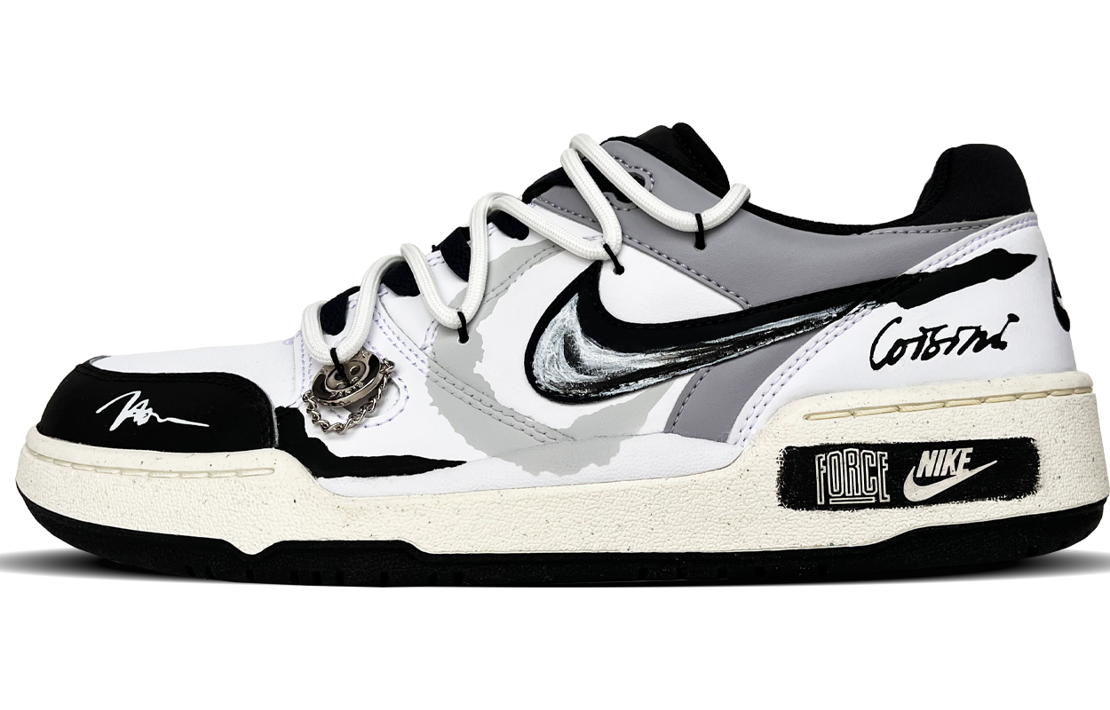 【Custom Sneakers】Nike Full Force Motorcycle Graffiti Deconstructed Low-Top White/Black FB1362-101 (Team417 - Trail Mania)