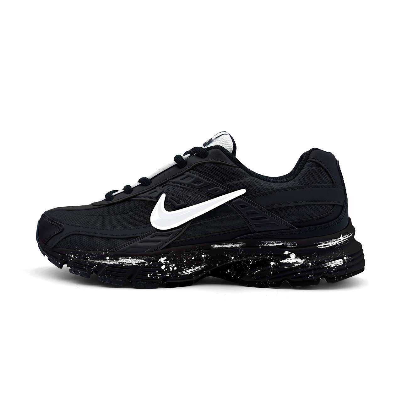 【Custom Sneakers】Nike Initiator Galaxy Speckled Retro Breathable Running Shoes Men 394055 100 (Team927 - Dark Night Galaxy)