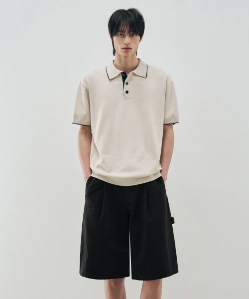 Order [DRAW FIT X DAILY ROOM] Robust Bermuda Wide Chino Pants [BLACK] DFPT5202BK
