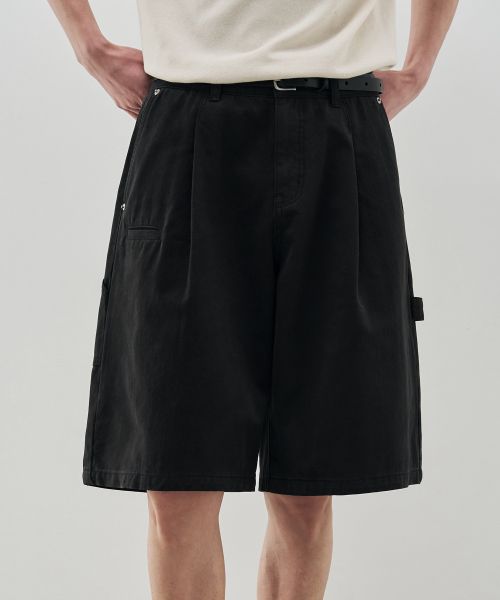 Lookbook [DRAW FIT X DAILY ROOM] Robust Bermuda Wide Chino Pants [BLACK] DFPT5202BK