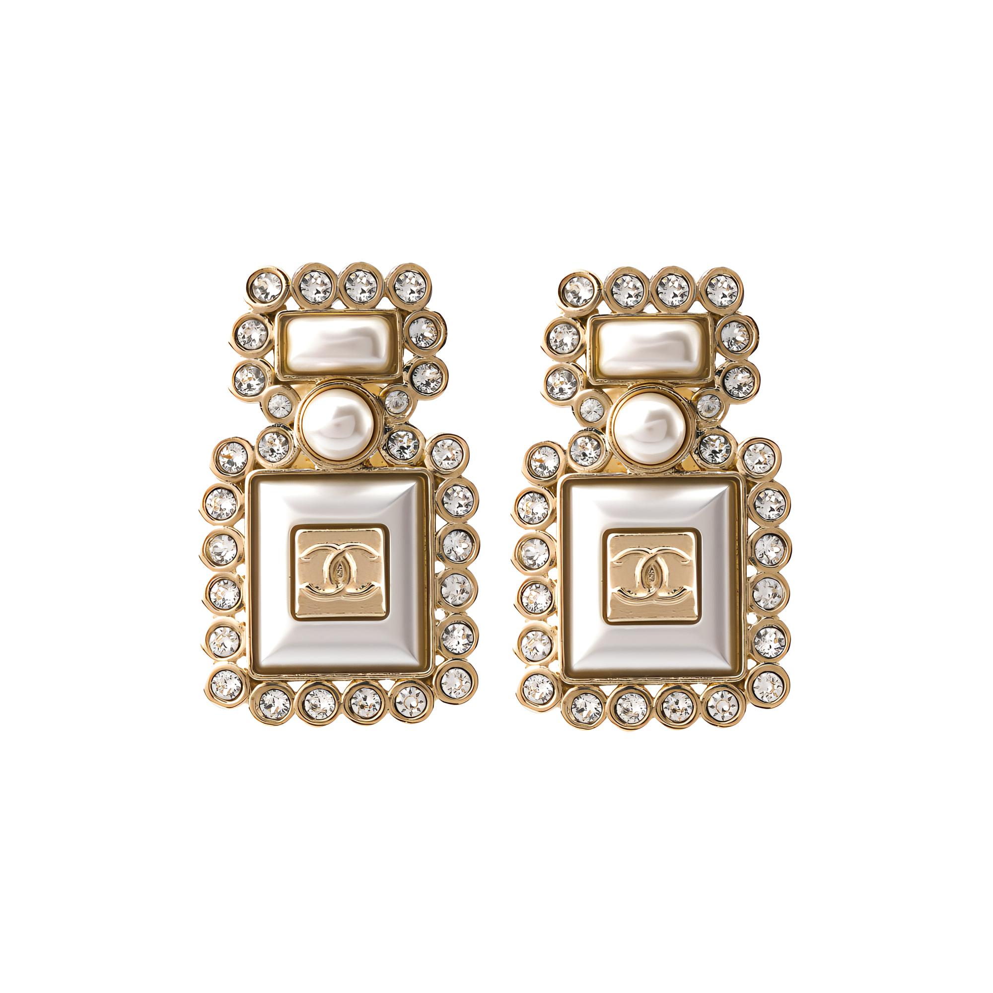 [Early Spring 22C] CHANEL Perfume Bottle Metal Rhinestone Pearl Brooch Gold AB7207-B06942-NF762