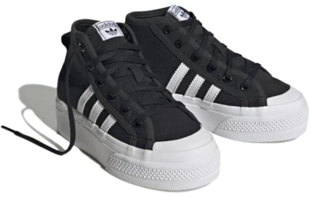 (Grade School) adidas Nizza Platform Mid J '黑色黑色' GY9955 Lookbook (Grade School) adidas Nizza Platform Mid J '黑色黑色' GY9955