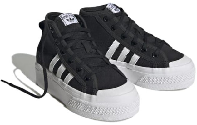 (Grade School) adidas Nizza Platform Mid J 'Black Black' GY9955 Lookbook (Grade School) adidas Nizza Platform Mid J 'Black Black' GY9955