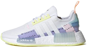 (Grade School) adidas NMD_R1 Refined 'All Over Logo - White Pulse Yellow' H03213 (Grade School) adidas NMD_R1 Refined 'All Over Logo - White Pulse Yellow' H03213