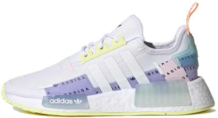 (Grade School) adidas NMD_R1 Refined 'All Over Logo - White Pulse Yellow' H03213 Buy (Grade School) adidas NMD_R1 Refined 'All Over Logo - White Pulse Yellow' H03213