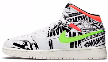 (Grade School) Air Jordan 1 Mid 'All Over Logos' 554725-143 (Grade School) Air Jordan 1 Mid 'All Over Logos' 554725-143