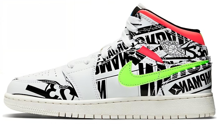 (초등학생) 에어 조던 1 미드 '올오버 로고' 554725-143 Buy (초등학생) 에어 조던 1 미드 '올오버 로고' 554725-143