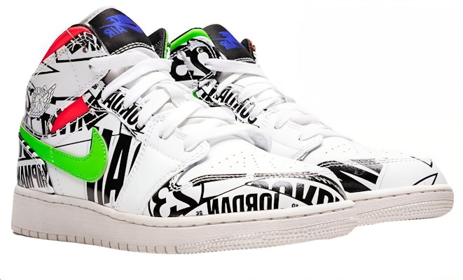 (초등학생) 에어 조던 1 미드 '올오버 로고' 554725-143 Lookbook (초등학생) 에어 조던 1 미드 '올오버 로고' 554725-143