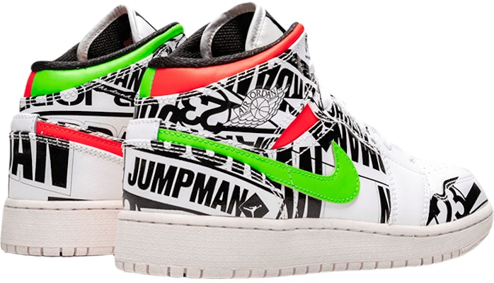 (Aire Infantil) Air Jordan 1 Mid 'Logos por Todas Partes' 554725-143 Shop (Aire Infantil) Air Jordan 1 Mid 'Logos por Todas Partes' 554725-143