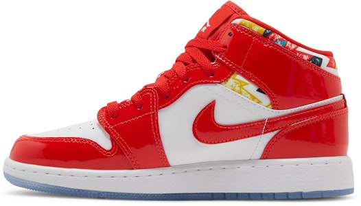 (Sekolah Dasar) Air Jordan 1 Mid 'Barcelona Sweater Merah Paten' DC7248-600 Lookbook (Sekolah Dasar) Air Jordan 1 Mid 'Barcelona Sweater Merah Paten' DC7248-600