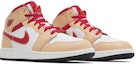 Cheap (Tingkat Sekolah) Air Jordan 1 Mid 'Beige Merah' 554725-201