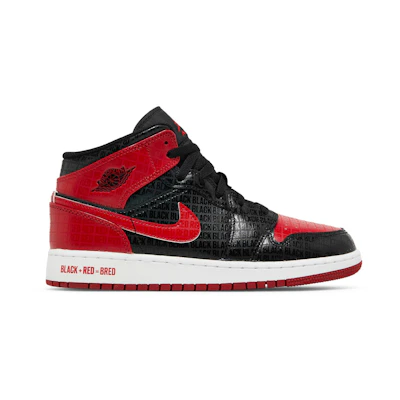 (GS) Jordan 1 Mid 'Black + Red = Bred'