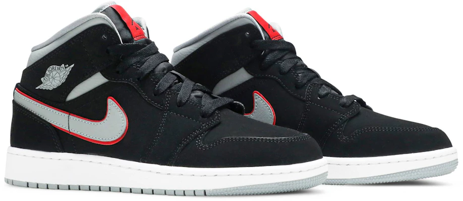 Jordan 1 mid black top particle grey