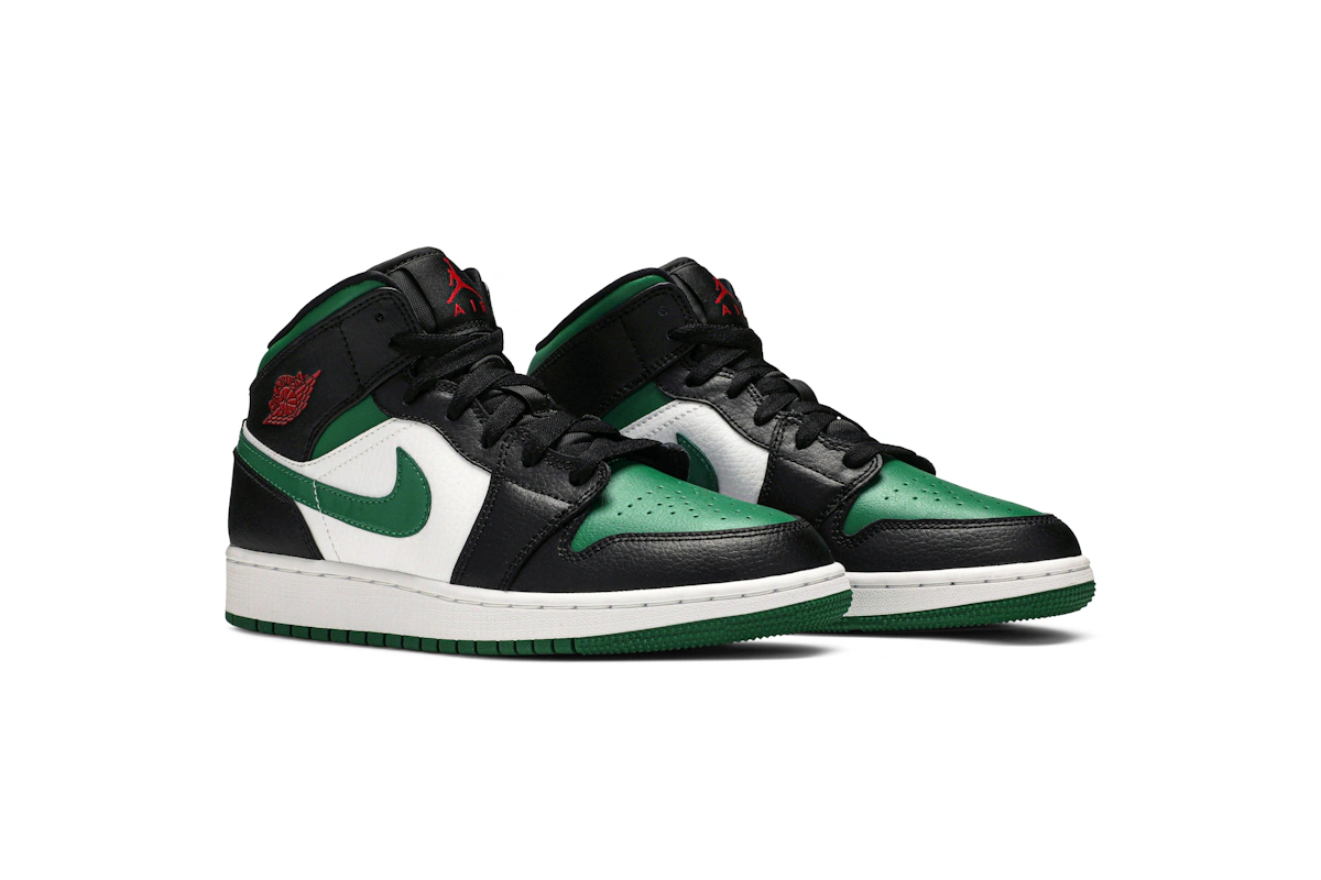 (Grade School) Air Jordan 1 Mid 'Black Pine Green' 554725-067