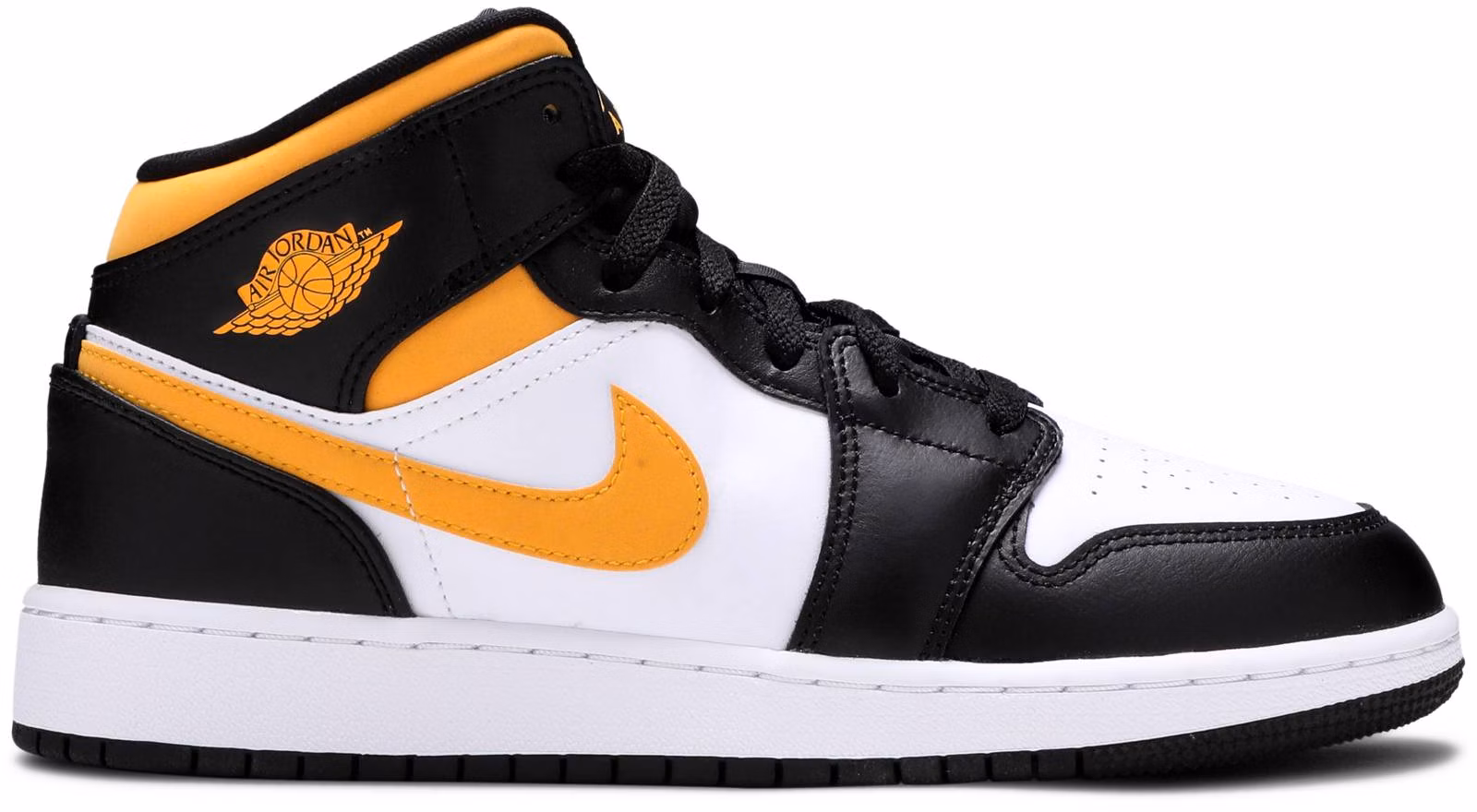 Grade School Air Jordan 1 Mid Black University Gold 554725 177