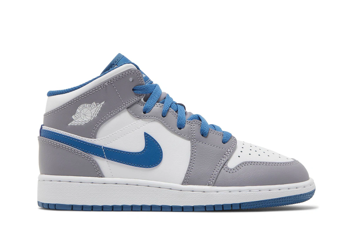 (Grade School) Air Jordan 1 Mid 'Cement True Blue' DQ8423-014