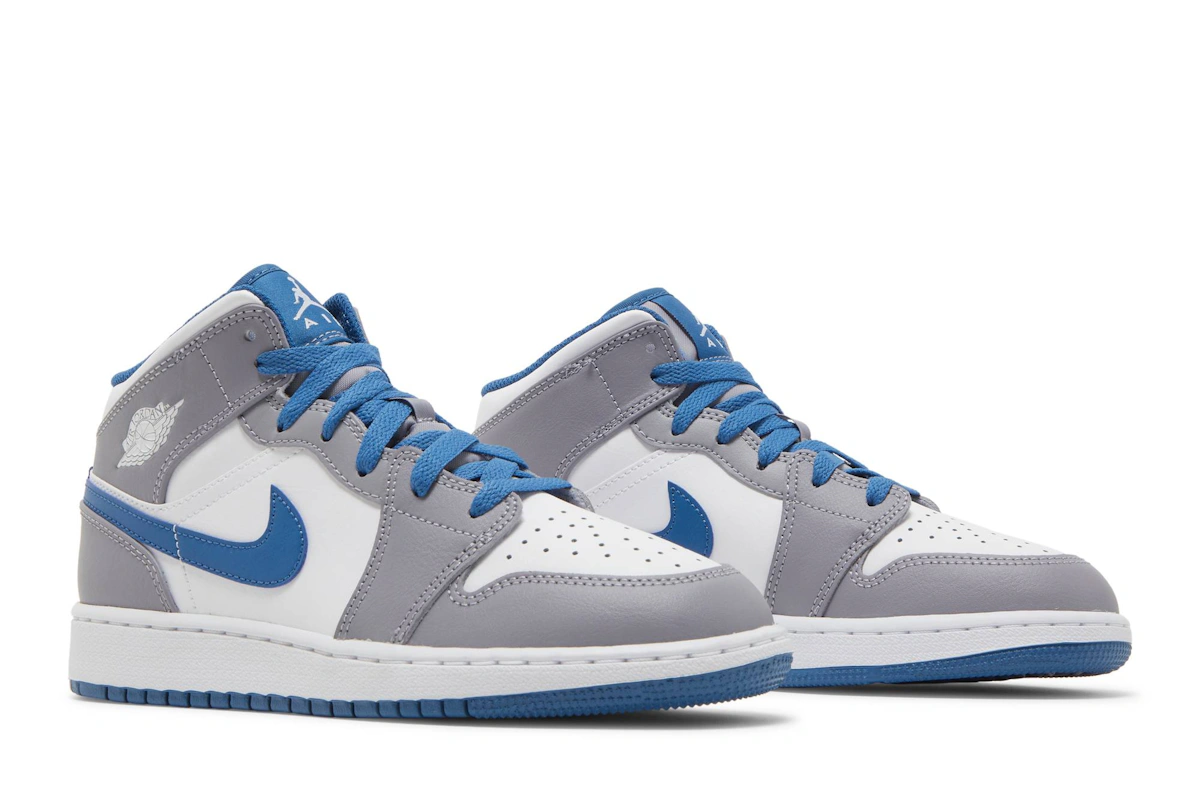 (Grade School) Air Jordan 1 Mid 'Cement True Blue' DQ8423-014