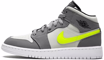 (Grade School) Air Jordan 1 Mid 'Gun Smoke Volt' 554725-072 (Grade School) Air Jordan 1 Mid 'Gun Smoke Volt' 554725-072