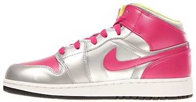 (Grade School) Air Jordan 1 Mid 'Metallic Silver Fusion Pink' 555112-037 (Grade School) Air Jordan 1 Mid 'Metallic Silver Fusion Pink' 555112-037