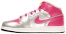 (Kanak-Kanak) Air Jordan 1 Mid 'Perak Metalik Pink Fusion' 555112-037