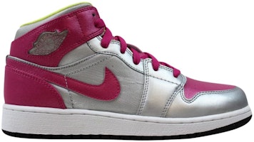 (Grade School) Air Jordan 1 Mid 'Metallic Silver Fusion Pink' 555112-037 (Grade School) Air Jordan 1 Mid 'Metallic Silver Fusion Pink' 555112-037