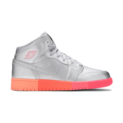 (GS) Jordan 1 Mid 'Metallic Silver Pink Crimson'