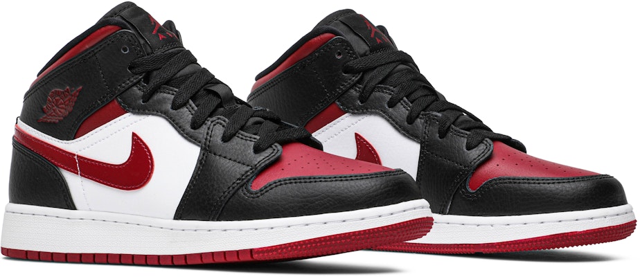 Nike air jordan 1 mid - black/white-noble clearance red