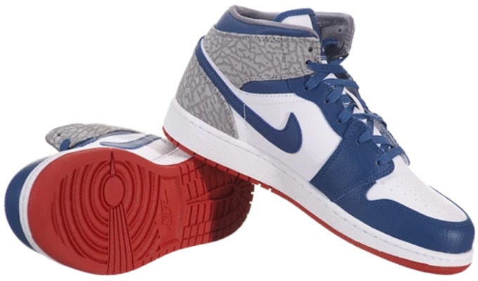 (Año Escolar) Air Jordan 1 Mid 'Azul Verdadero' 554725-107 Lookbook (Año Escolar) Air Jordan 1 Mid 'Azul Verdadero' 554725-107