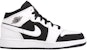 (Kanak-Kanak) Air Jordan 1 Mid 'Putih Hitam' 554725-113