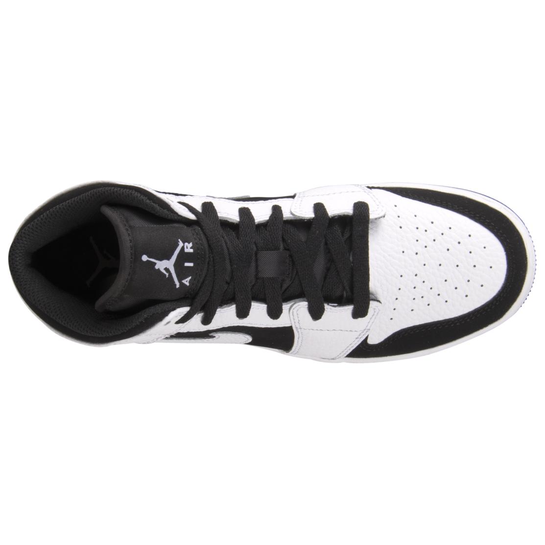 Shop Air Jordan 1 Mid 'Putih Hitam' (Grade School) 554725-113