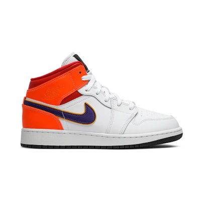 (GS) Jordan 1 Mid 'White Court Purple Teal'