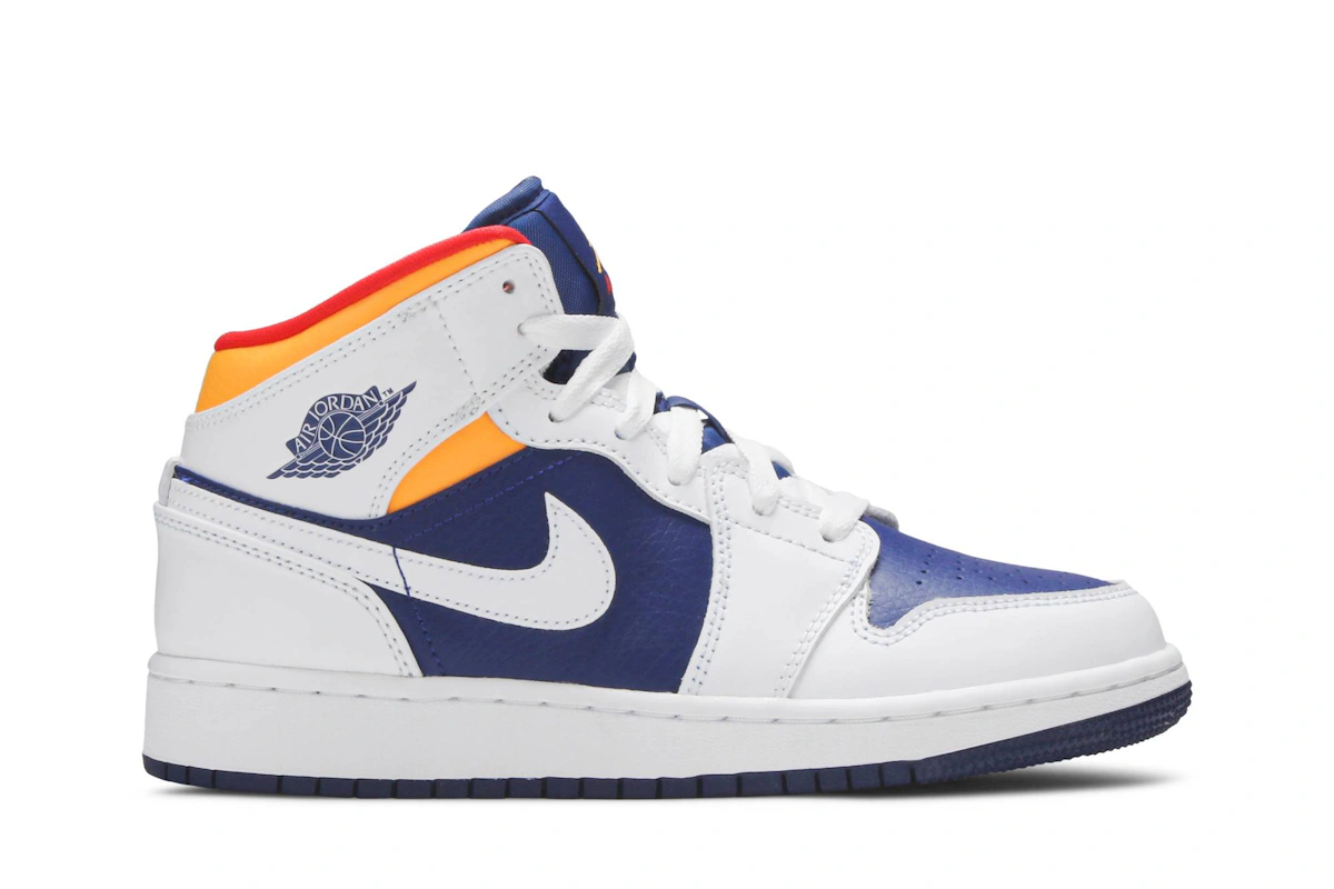 (Grade School) Air Jordan 1 Mid 'White Deep Royal Blue' 554725-131