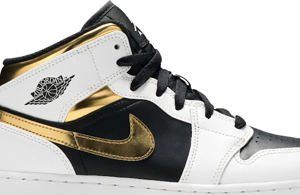 Grade School Air Jordan 1 Mid White Gold 554725 190 554725