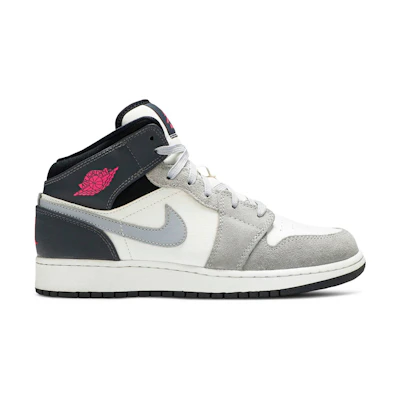 (GS) Jordan 1 Mid 'White Grey Hyper Pink'