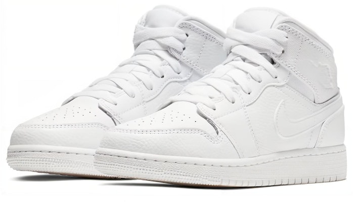 (A Escolar) Air Jordan 1 Mid BG 'Triple Blanco' 554725-129 Lookbook (A Escolar) Air Jordan 1 Mid BG 'Triple Blanco' 554725-129