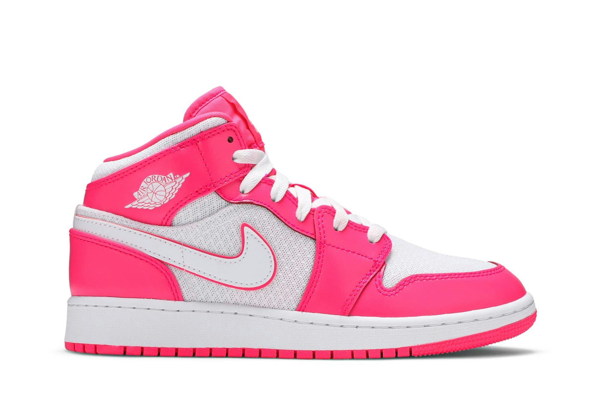 (GS) Air Jordan 1 Mid Hyper Pink White 555112-611