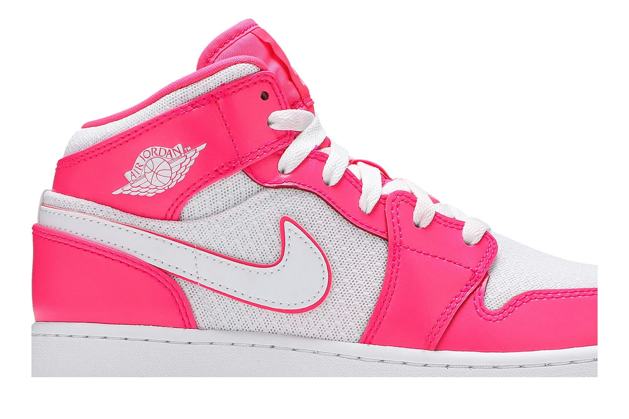 (GS) Air Jordan 1 Mid Hyper Pink White 555112-611