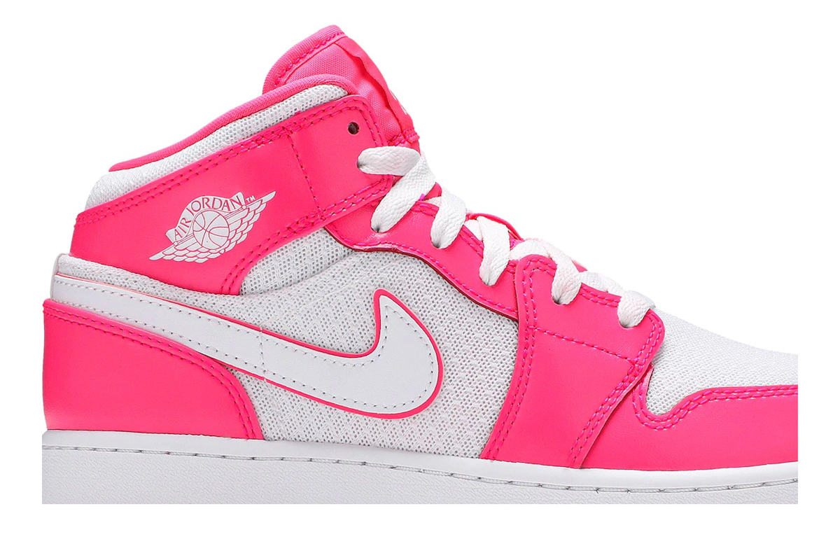 (Grade School) Air Jordan 1 Mid Hyper Pink White 555112-611