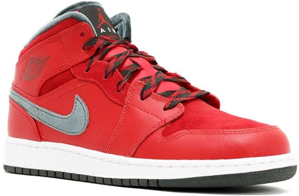 (GS) 에어 조던 1 미드 프리미엄 '바시티 레드' 619049-631 Lookbook (GS) 에어 조던 1 미드 프리미엄 '바시티 레드' 619049-631