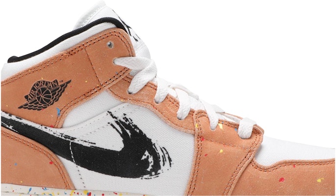Grade School Air Jordan 1 Mid SE Brushstroke Paint Splatter