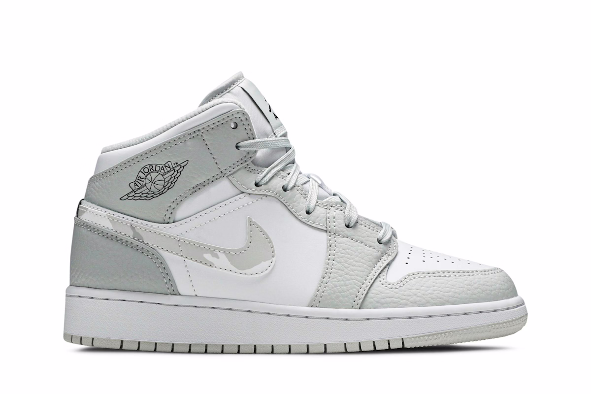 (Grade School) Air Jordan 1 Mid SE 'Swoosh Logo - Grey Camo' DD3235-100