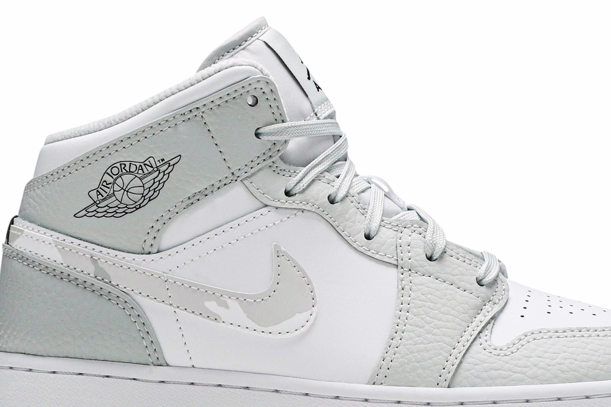 (Grade School) Air Jordan 1 Mid SE 'Swoosh Logo - Grey Camo' DD3235-100