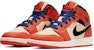 (Kanak-Kanak) Air Jordan 1 Mid Team Orange Hitam BQ6931-800