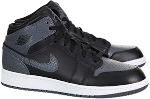 (Aretes Escolares) Air Jordan 1 Retro Mid 'Negro Gris Oscuro' 554725-041 Lookbook (Aretes Escolares) Air Jordan 1 Retro Mid 'Negro Gris Oscuro' 554725-041