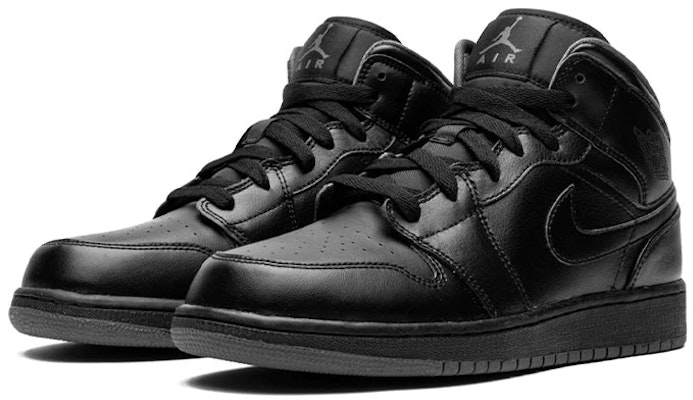 (Grade School) Air Jordan 1 Retro Mid 'Black Dark Grey' 554725-021 Lookbook (Grade School) Air Jordan 1 Retro Mid 'Black Dark Grey' 554725-021