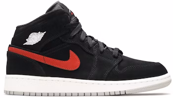 (Grade School) Air Jordan 1 Retro Mid 'Black University Red' 554725-065 (Grade School) Air Jordan 1 Retro Mid 'Black University Red' 554725-065
