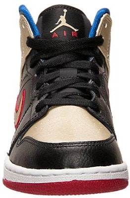 (Kanak-Kanak) Air Jordan 1 Retro Mid 'Bred Metallic Emas' 554725-013 Lookbook (Kanak-Kanak) Air Jordan 1 Retro Mid 'Bred Metallic Emas' 554725-013