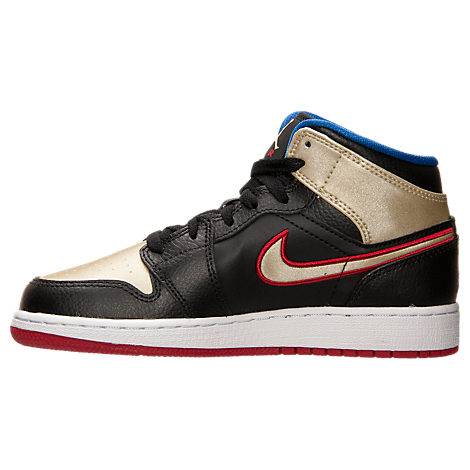 Shop (GS) 에어 조던 1 레트로 미드 '브레드 메탈릭 골드' 554725-013