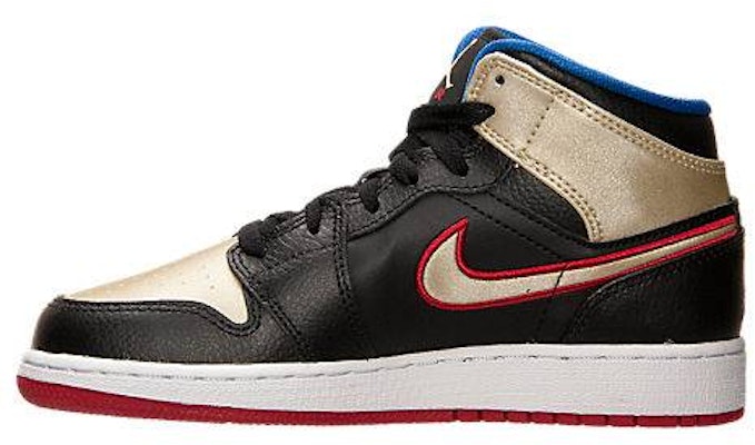 (Kanak-Kanak) Air Jordan 1 Retro Mid 'Bred Metallic Emas' 554725-013 Shop (Kanak-Kanak) Air Jordan 1 Retro Mid 'Bred Metallic Emas' 554725-013