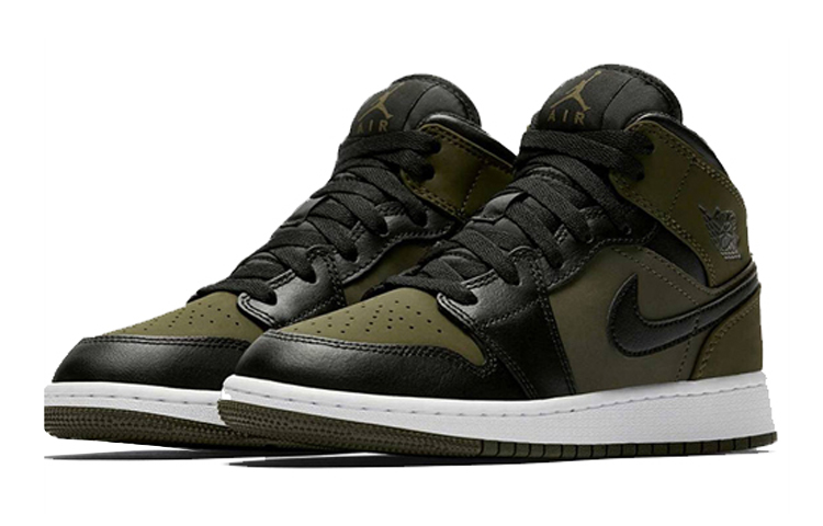 Lookbook (Kanak-Kanak Sekolah) Air Jordan 1 Retro Mid 'Olive Canvas' 554725-301